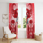 Dolphins Rugby Window Curtain Polynesian Tribal Dolphin Warrior Red White Pattern