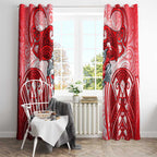 Dolphins Rugby Window Curtain Polynesian Tribal Dolphin Warrior Red White Pattern