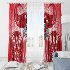 Dolphins Rugby Window Curtain Polynesian Tribal Dolphin Warrior Red White Pattern
