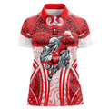 Dolphins Rugby Women Polo Shirt Polynesian Tribal Dolphin Warrior Red White Pattern