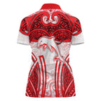 Dolphins Rugby Women Polo Shirt Polynesian Tribal Dolphin Warrior Red White Pattern