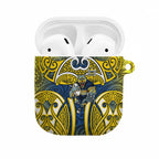 North Queensland Cowboys Rugby AirPods Case Polynesian Tribal Bull Warrior Navy Yellow Pattern