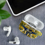 North Queensland Cowboys Rugby AirPods Case Polynesian Tribal Bull Warrior Navy Yellow Pattern