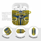 North Queensland Cowboys Rugby AirPods Case Polynesian Tribal Bull Warrior Navy Yellow Pattern