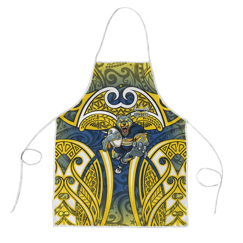 North Queensland Cowboys Rugby Apron Polynesian Tribal Bull Warrior Navy Yellow Pattern
