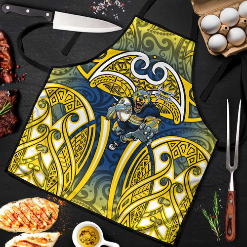 North Queensland Cowboys Rugby Apron Polynesian Tribal Bull Warrior Navy Yellow Pattern