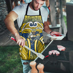 North Queensland Cowboys Rugby Apron Polynesian Tribal Bull Warrior Navy Yellow Pattern