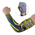 North Queensland Cowboys Rugby Arm Sleeves Polynesian Tribal Bull Warrior Navy Yellow Pattern