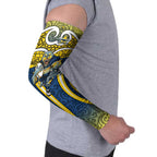 North Queensland Cowboys Rugby Arm Sleeves Polynesian Tribal Bull Warrior Navy Yellow Pattern