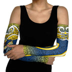 North Queensland Cowboys Rugby Arm Sleeves Polynesian Tribal Bull Warrior Navy Yellow Pattern