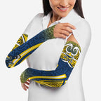 North Queensland Cowboys Rugby Arm Sleeves Polynesian Tribal Bull Warrior Navy Yellow Pattern