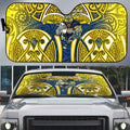 North Queensland Cowboys Rugby Auto Sun Shade Polynesian Tribal Bull Warrior Navy Yellow Pattern