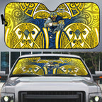 North Queensland Cowboys Rugby Auto Sun Shade Polynesian Tribal Bull Warrior Navy Yellow Pattern