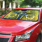 North Queensland Cowboys Rugby Auto Sun Shade Polynesian Tribal Bull Warrior Navy Yellow Pattern