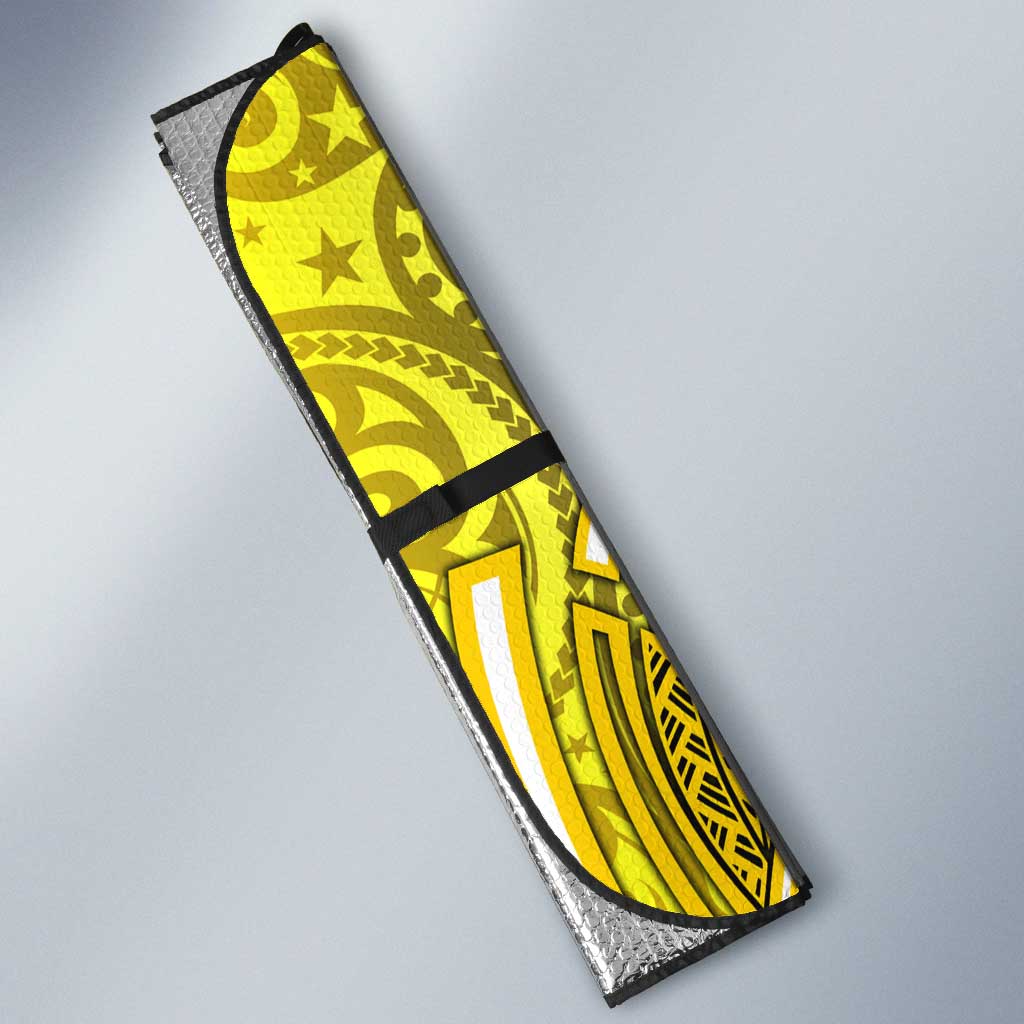 North Queensland Cowboys Rugby Auto Sun Shade Polynesian Tribal Bull Warrior Navy Yellow Pattern