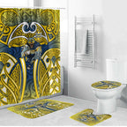 North Queensland Cowboys Rugby Bathroom Set Polynesian Tribal Bull Warrior Navy Yellow Pattern
