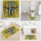 North Queensland Cowboys Rugby Bathroom Set Polynesian Tribal Bull Warrior Navy Yellow Pattern