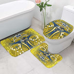 North Queensland Cowboys Rugby Bathroom Set Polynesian Tribal Bull Warrior Navy Yellow Pattern