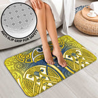 North Queensland Cowboys Rugby Bathroom Set Polynesian Tribal Bull Warrior Navy Yellow Pattern