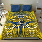 North Queensland Cowboys Rugby Bedding Set Polynesian Tribal Bull Warrior Navy Yellow Pattern