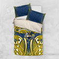 North Queensland Cowboys Rugby Bedding Set Polynesian Tribal Bull Warrior Navy Yellow Pattern