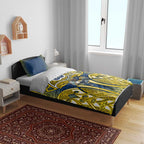 North Queensland Cowboys Rugby Bedding Set Polynesian Tribal Bull Warrior Navy Yellow Pattern