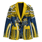 North Queensland Cowboys Rugby Blazer Polynesian Tribal Bull Warrior Navy Yellow Pattern