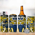 North Queensland Cowboys Rugby 4 in 1 Can Cooler Tumbler Polynesian Tribal Bull Warrior Navy Yellow Pattern