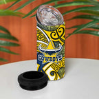 North Queensland Cowboys Rugby 4 in 1 Can Cooler Tumbler Polynesian Tribal Bull Warrior Navy Yellow Pattern