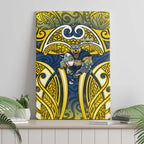 North Queensland Cowboys Rugby Canvas Wall Art Polynesian Tribal Bull Warrior Navy Yellow Pattern