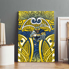 North Queensland Cowboys Rugby Canvas Wall Art Polynesian Tribal Bull Warrior Navy Yellow Pattern