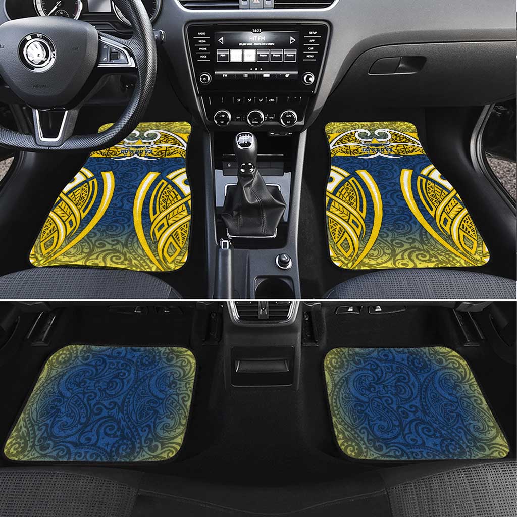 North Queensland Cowboys Rugby Car Mats Polynesian Tribal Bull Warrior Navy Yellow Pattern
