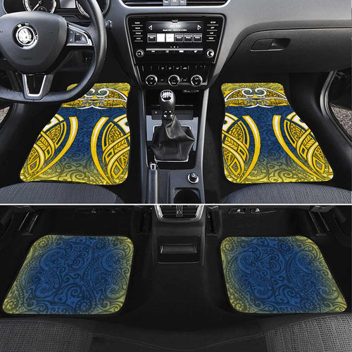 North Queensland Cowboys Rugby Car Mats Polynesian Tribal Bull Warrior Navy Yellow Pattern