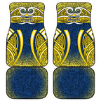 North Queensland Cowboys Rugby Car Mats Polynesian Tribal Bull Warrior Navy Yellow Pattern