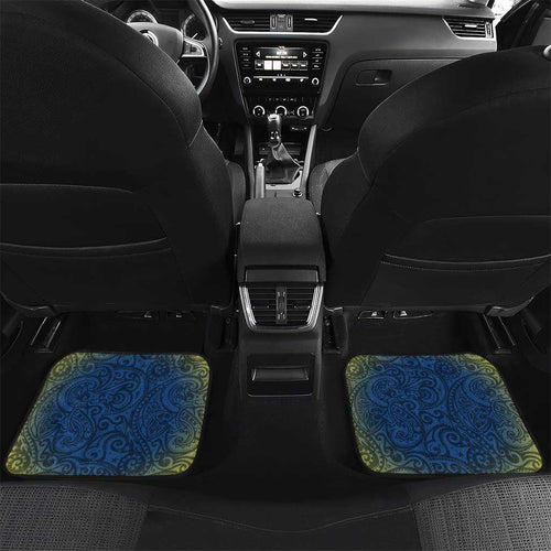 North Queensland Cowboys Rugby Car Mats Polynesian Tribal Bull Warrior Navy Yellow Pattern