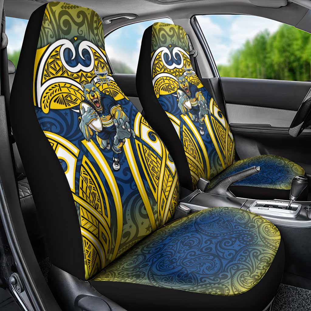 North Queensland Cowboys Rugby Car Seat Cover Polynesian Tribal Bull Warrior Navy Yellow Pattern