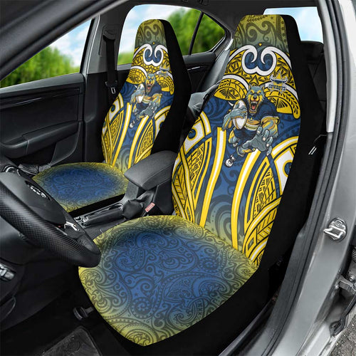 North Queensland Cowboys Rugby Car Seat Cover Polynesian Tribal Bull Warrior Navy Yellow Pattern