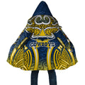 North Queensland Cowboys Rugby Cloak Polynesian Tribal Bull Warrior Navy Yellow Pattern