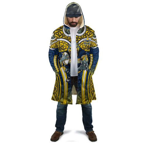 North Queensland Cowboys Rugby Cloak Polynesian Tribal Bull Warrior Navy Yellow Pattern