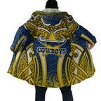 North Queensland Cowboys Rugby Cloak Polynesian Tribal Bull Warrior Navy Yellow Pattern