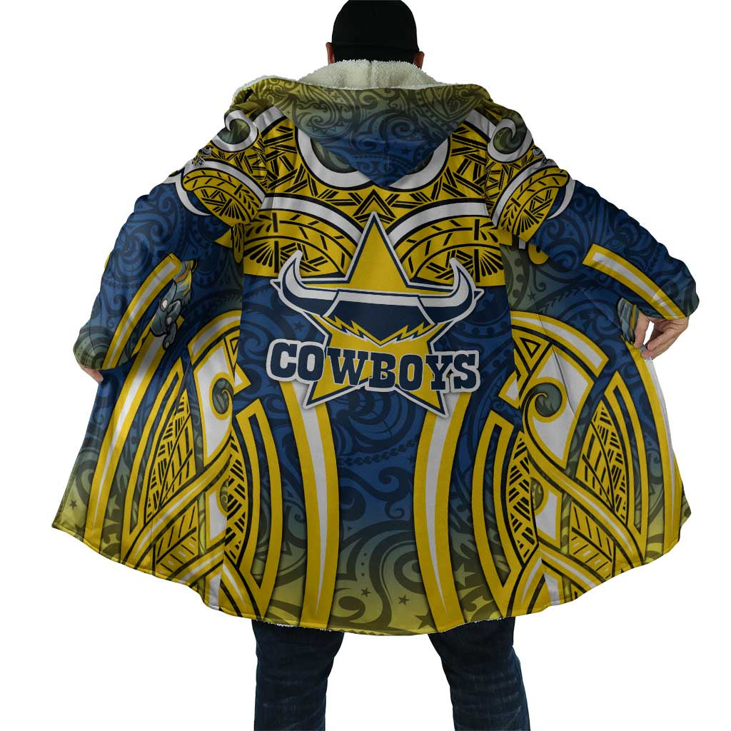 North Queensland Cowboys Rugby Cloak Polynesian Tribal Bull Warrior Navy Yellow Pattern