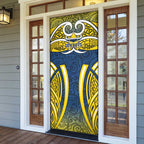 North Queensland Cowboys Rugby Door Cover Polynesian Tribal Bull Warrior Navy Yellow Pattern