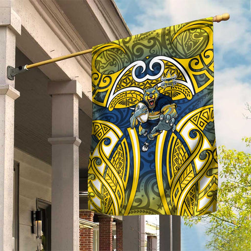 North Queensland Cowboys Rugby Garden Flag Polynesian Tribal Bull Warrior Navy Yellow Pattern