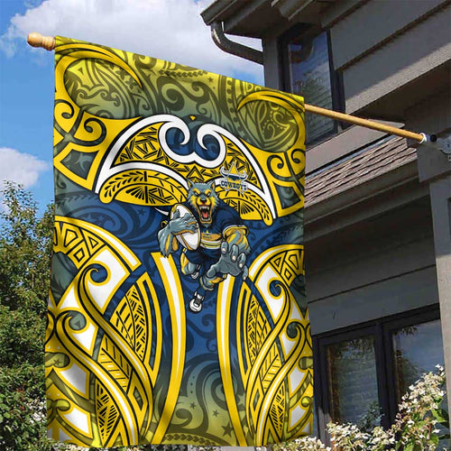 North Queensland Cowboys Rugby Garden Flag Polynesian Tribal Bull Warrior Navy Yellow Pattern