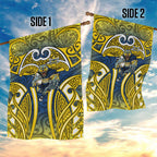 North Queensland Cowboys Rugby Garden Flag Polynesian Tribal Bull Warrior Navy Yellow Pattern