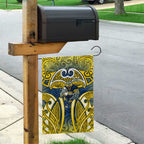 North Queensland Cowboys Rugby Garden Flag Polynesian Tribal Bull Warrior Navy Yellow Pattern