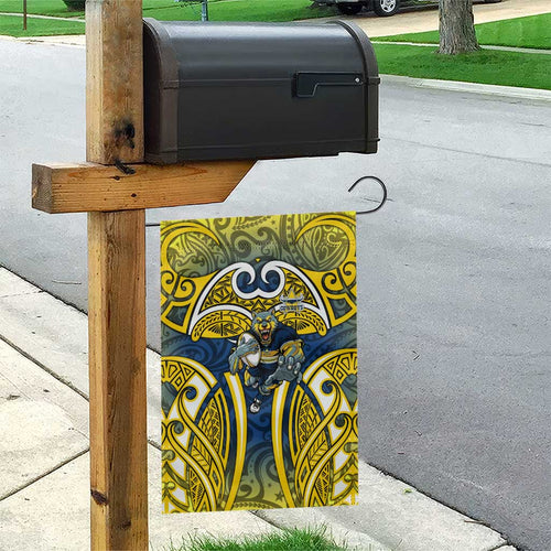 North Queensland Cowboys Rugby Garden Flag Polynesian Tribal Bull Warrior Navy Yellow Pattern
