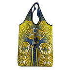 North Queensland Cowboys Rugby Grocery Bag Polynesian Tribal Bull Warrior Navy Yellow Pattern