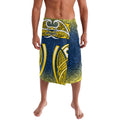 North Queensland Cowboys Rugby Lavalava Polynesian Tribal Bull Warrior Navy Yellow Pattern
