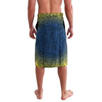 North Queensland Cowboys Rugby Lavalava Polynesian Tribal Bull Warrior Navy Yellow Pattern
